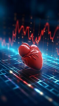Develop an illustration of an electrocardiogram (ECG or EKG) graph, showcasing the electrical activity of the heart over time, AI generated