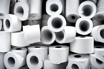 Rolls of toilet paper, a symbol of everyday convenience and comfort. 