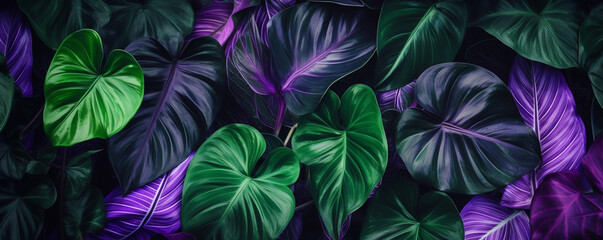 Tropical plant leaves background pattern