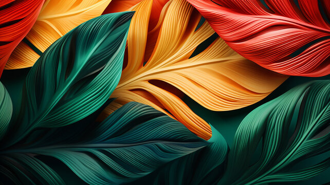 Tropical plant leaves background pattern