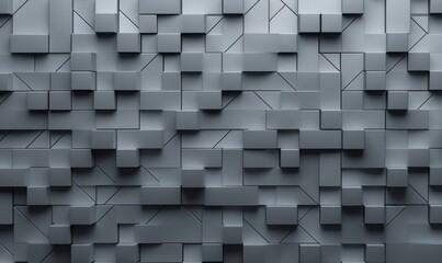 3D, Concrete Mosaic Tiles arranged in the shape of a wall. Polished, Arabesque, Bricks stacked to create a Semigloss block background. 3D Render, Generative AI - obrazy, fototapety, plakaty