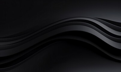 Abstract background formed from Black 3D Undulating lines. Dark 3D Render with copy-space, Generative AI