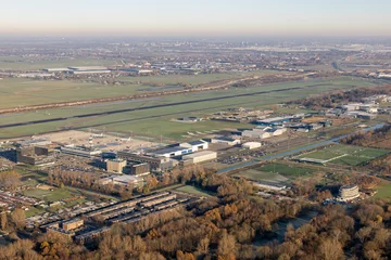 Gordijnen Aerial view airport Zestienhoven near Rotterdam, The Netherlands © Kruwt