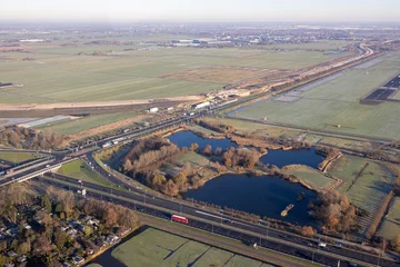 Fotobehang Aerial view Dutch Freeway near Rotterdam, The Netherlands © Kruwt
