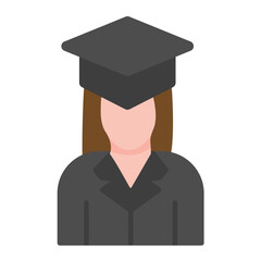 Female Graduate Flat Multicolor Icon