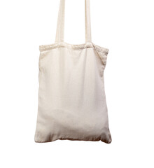 Tote bag isolated on white. Textile cotton shopper mock-up