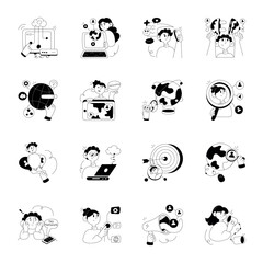 Pack of Networking Hand Drawn Illustrations 

