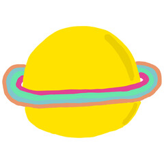 yellow Saturn Ring isolated on white