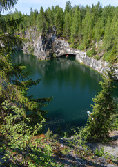 Ruskeala Park, a lake among marble rocks is a favorite place for tourists to visit