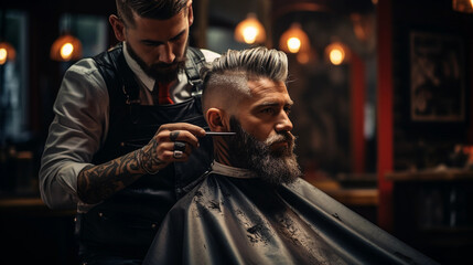 Barber in action