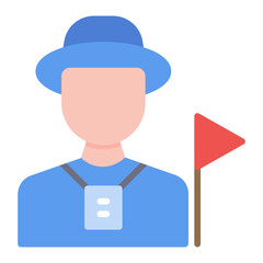 Tour Guide Flat Multicolor Icon