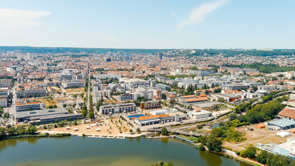 Fototapeta na wymiar Nancy, France. Panorama of the central part of the city. Summer, Sunny day, Aerial View