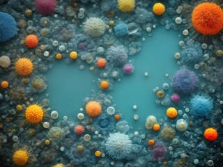 Fototapeta premium Microscopic cells. Biology or science concept. Generative AI