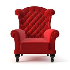 red leather armchair isolated on white.