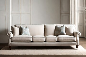 Showcase the beauty of an English Roll Arm Sofa with an emphasis on its rolled arms and classic look. 