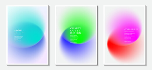 Blurred backgrounds set with modern abstract blurred color gradient patterns. Idea templates collection for brochures, posters, covers, flyers and cards. Vector Illustrator EPS.