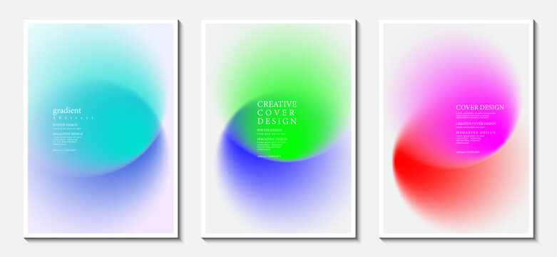 Blurred backgrounds set with modern abstract blurred color gradient patterns. Idea templates collection for brochures, posters, covers, flyers and cards. Vector Illustrator EPS.