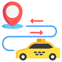Route multi color icons, related to transportation, ride sharing theme