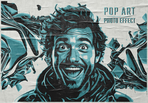 Vector Pop Art Style Photo Effect Mockup. Generative Ai Background