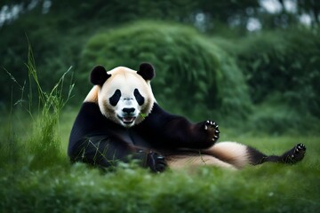 giant panda eating bamboo