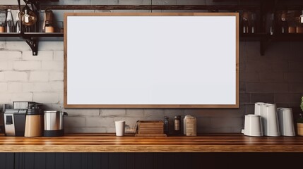 frame mockup on the wall in a cafe with plants