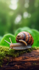 Colorful Tropical Cute A Snail Blurry Background