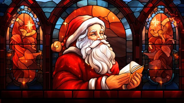 Santa clause, christmas, Stained glass window