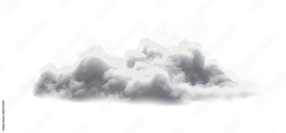 Poster Ethereal white cloud texture spreading on a transparent background. Generative AI