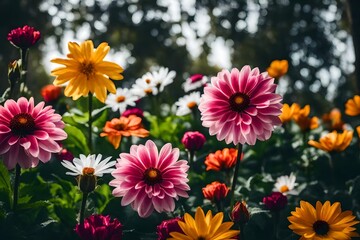pink and yellow flowers in springtime