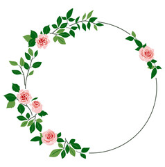 Floral wreath frame , Floral frames with leaves , Valentine wreath, Celebration Frame , Wedding frame , Rose floral wreath design ,Decorative wreath frame, vector illustration