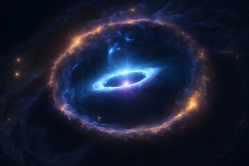 Blackhole enveloped in light observing the universe, highly detailed, 8k, soft light, photo realistic