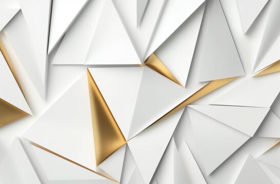 Fond dans le style Lowpoly luxe blanc et or