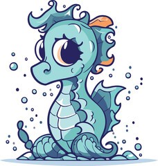 Cartoon seahorse vector illustration of a sea horse