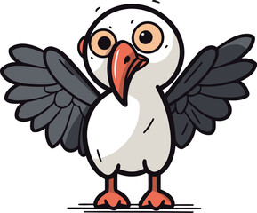 Cute cartoon seagull vector illustration on white background