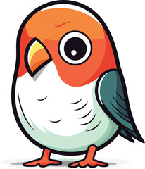 Cartoon vector illustration of cute little rosella bird isolated on white background