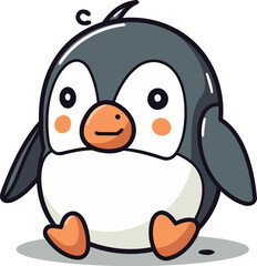 Cute penguin cartoon character vector illustration cute cartoon penguin icon