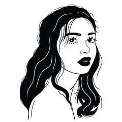 Discover timeless elegance in this captivating black-and-white illustration of a woman. With striking details and subtle contrasts, this art piece exudes grace, strength, and poise.