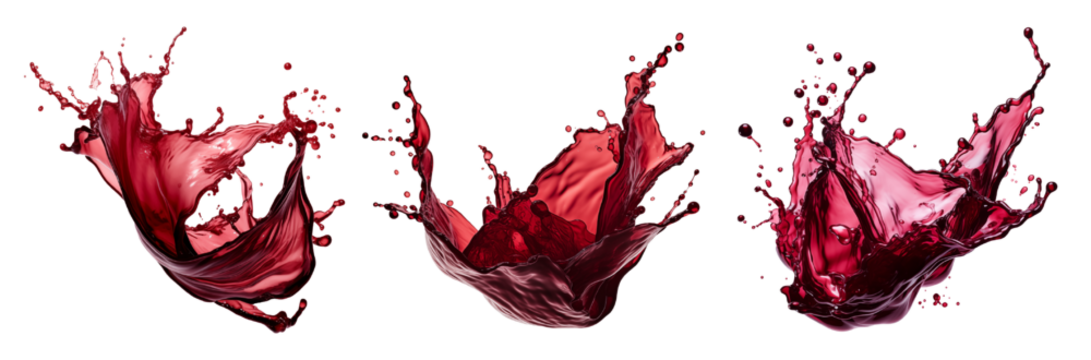 Splashes of red wine, cut out - stock png.