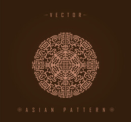 Intricate Asian Circular Pattern with Geometric Center - obrazy, fototapety, plakaty