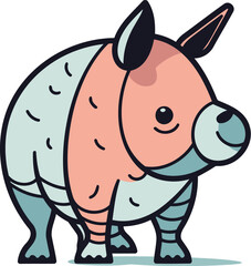 Cute cartoon rhinoceros vector illustration of a funny rhinoceros