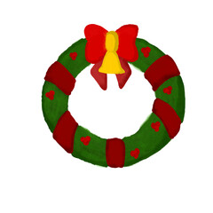 Christmas decoration wreath with Merry Christmas letter, Christmas traditional vector illustration