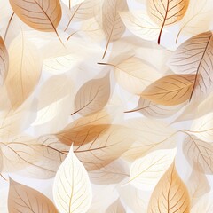 Elegant autumn leaves in brown tones on a white background. Seamless pattern