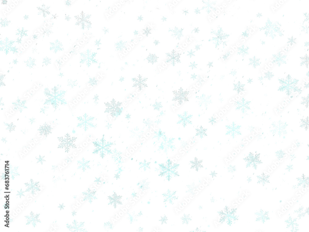 Poster Various snowflakes falling on a transparent background. Design template. Generative AI