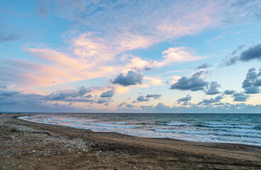 Beautiful sunset with clouds at Side, Antalya