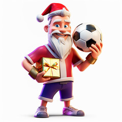 Santa Claus with ball. AI generated image in 3d style.