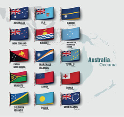 the oceania map divided by countries - obrazy, fototapety, plakaty