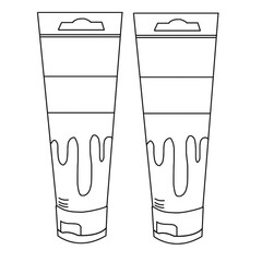 Toothpaste outline Children cartoon coloring book pages.