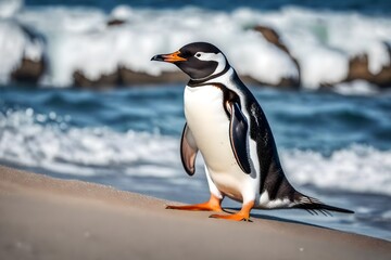 Naklejka premium penguin on the beach