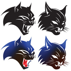 mascot, predator, illustration, symbol, vector, graphic, mammal, wildlife, cat, head, wild, animal, design, icon, logo, tiger, panther, face, isolated, emblem, feline, strength, tattoo, wildcat, puma,