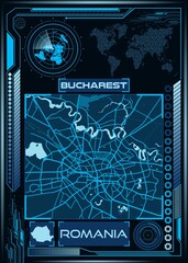 Illustration of an aerial map of Bucharest, Romania
